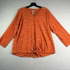Chico's 3 Top Women's XL Wave Texture Tie-Front Orange
